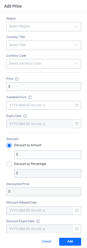 Add a Regional Price to an Item