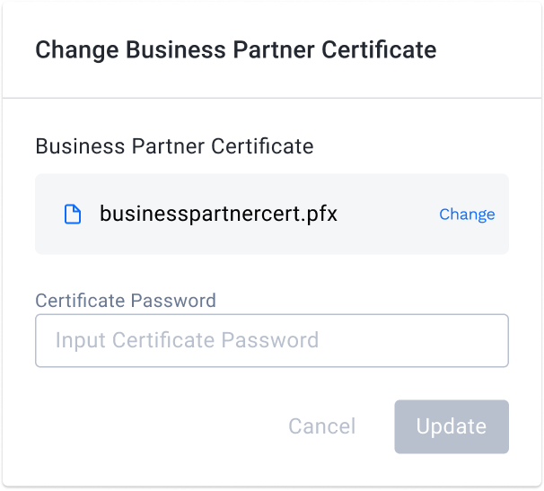 Change Business Partner Certificate